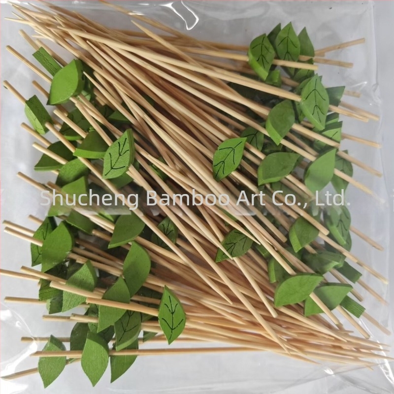 Bețișoare pentru fructe de unică folosință, 100 buc./pachet, din bambus, cu motive: pepene, căpșună, cactus, ananas, măr, frunză de banană – design creativ