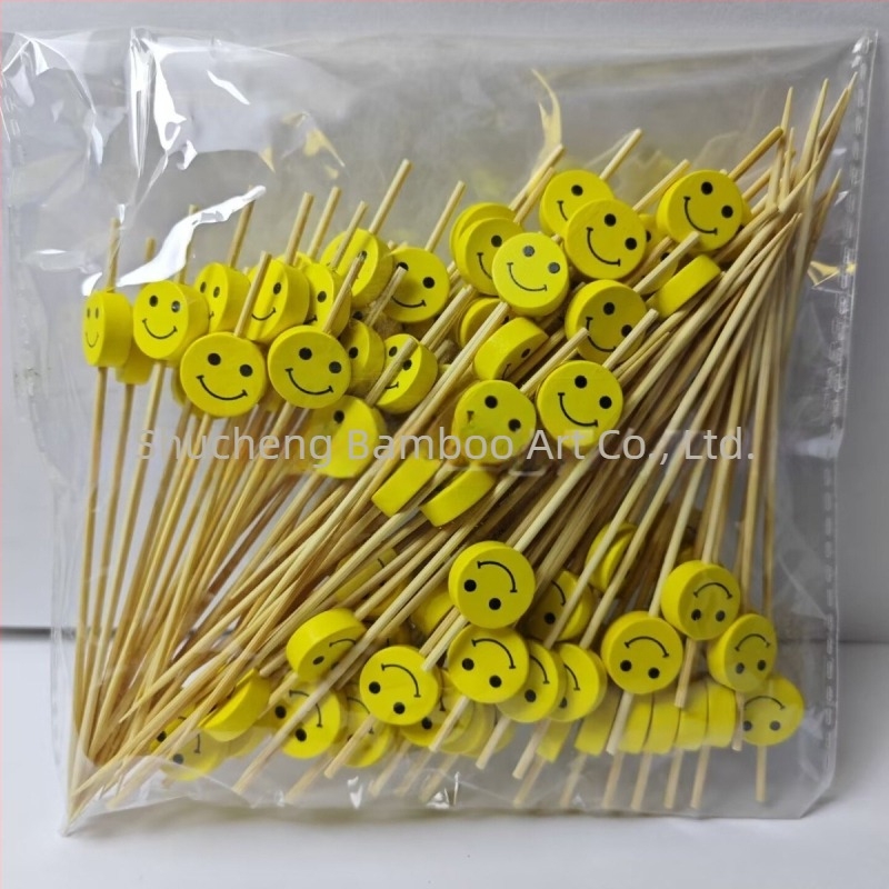 Bețișoare pentru fructe de unică folosință, 100 buc./pachet, din bambus, cu motive: pepene, căpșună, cactus, ananas, măr, frunză de banană – design creativ