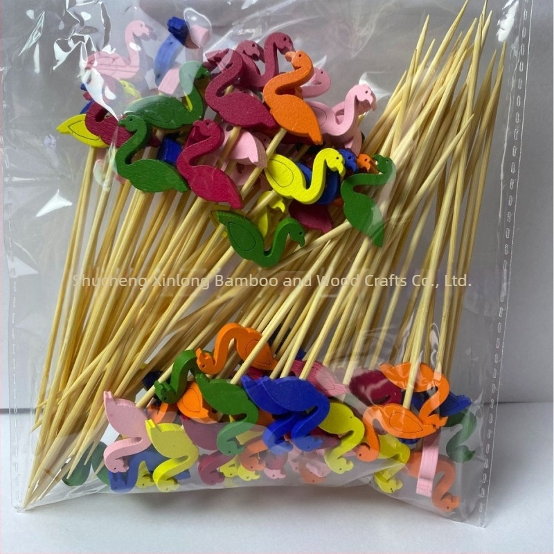 Bețișoare pentru fructe de unică folosință, 100 buc./pachet, din bambus, cu motive: pepene, căpșună, cactus, ananas, măr, frunză de banană – design creativ
