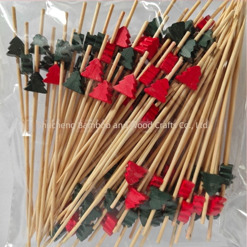 Bețișoare pentru fructe de unică folosință, 100 buc./pachet, din bambus, cu motive: pepene, căpșună, cactus, ananas, măr, frunză de banană – design creativ
