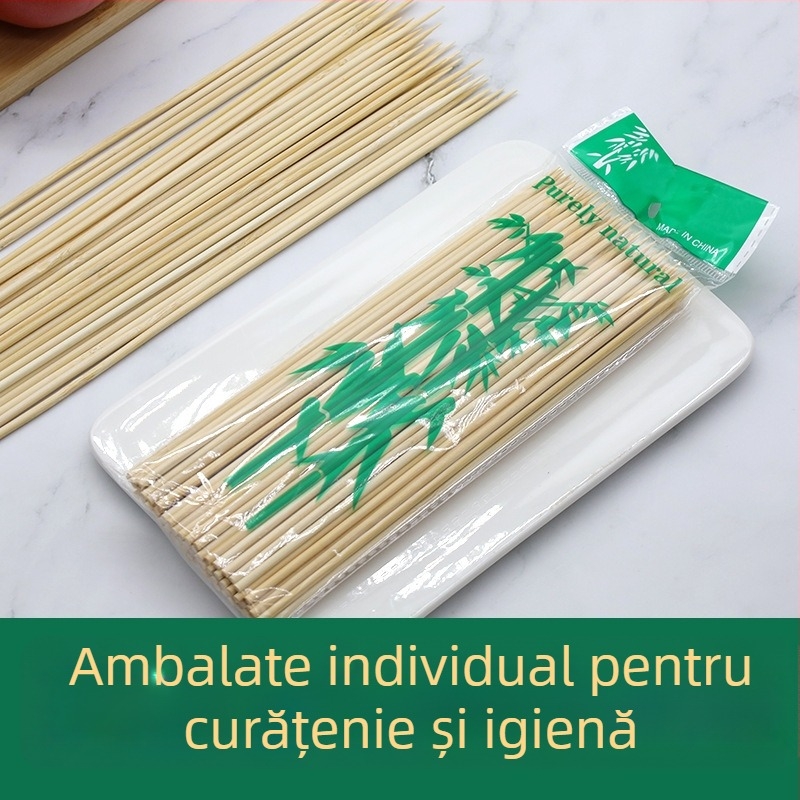 Bețișoare de bambus de unică folosință pentru grătar, Malatang, Oden și hot doguri — 15–30 cm, 2,5–3,0 mm, biodegradabile
