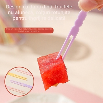 Furculițe de fructe de unică folosință, plastic transparent îngroșat, bețișoare pentru fructe și prăjituri, tacâmuri casnice în stil bambus