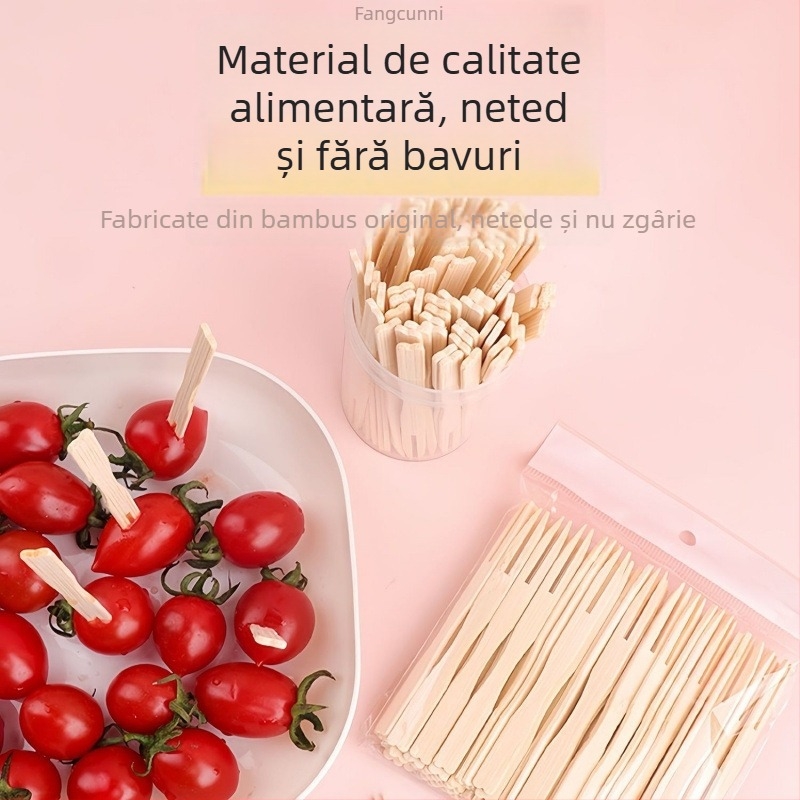 Furculițe de fructe din bambus, de unică folosință, pentru uz casnic, furculițe pentru prăjituri și desert, ambalate individual