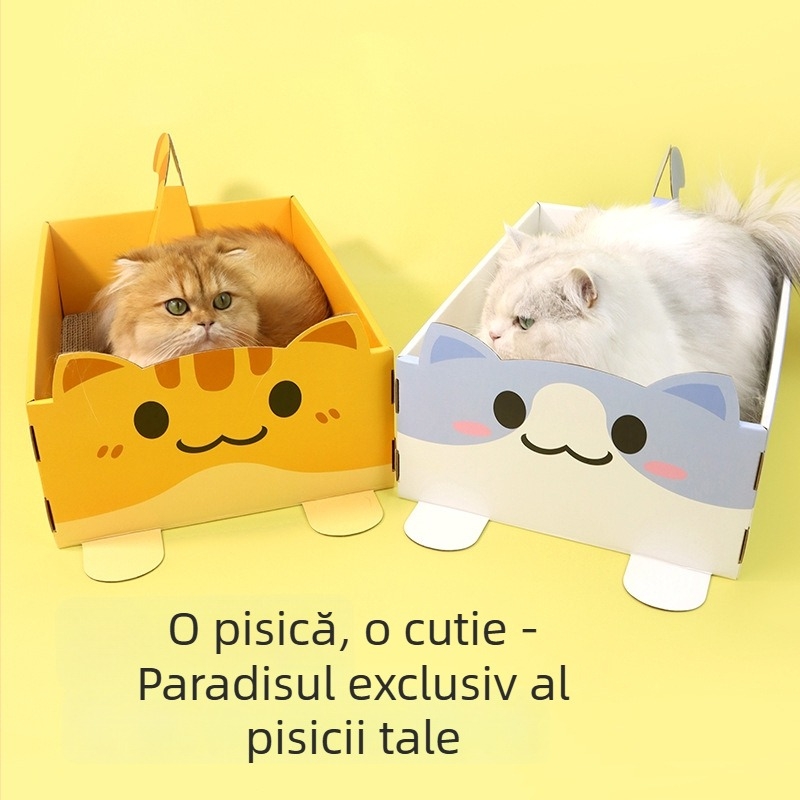 Cutie de zgârieturi pentru pisici și cuib — durabilă, casă all-in-one pentru dormit și joacă