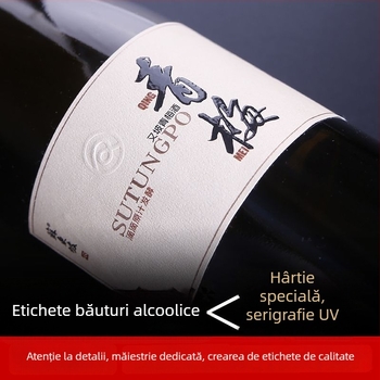 Etichete personalizate pentru vin roșu – etichete autoadezive, ștampilare cu folie aurie, embosare, serigrafie și imprimare UV pe etichete rulate