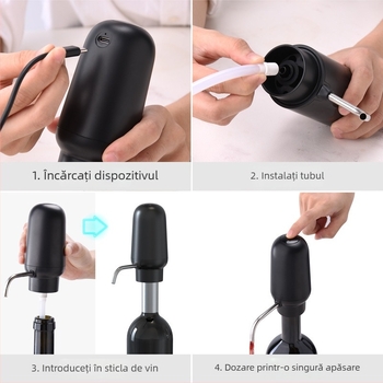 Decantor electric pentru vin alb și roșu, dozator de șampanie cu un singur clic, turnător automat, reîncărcabil