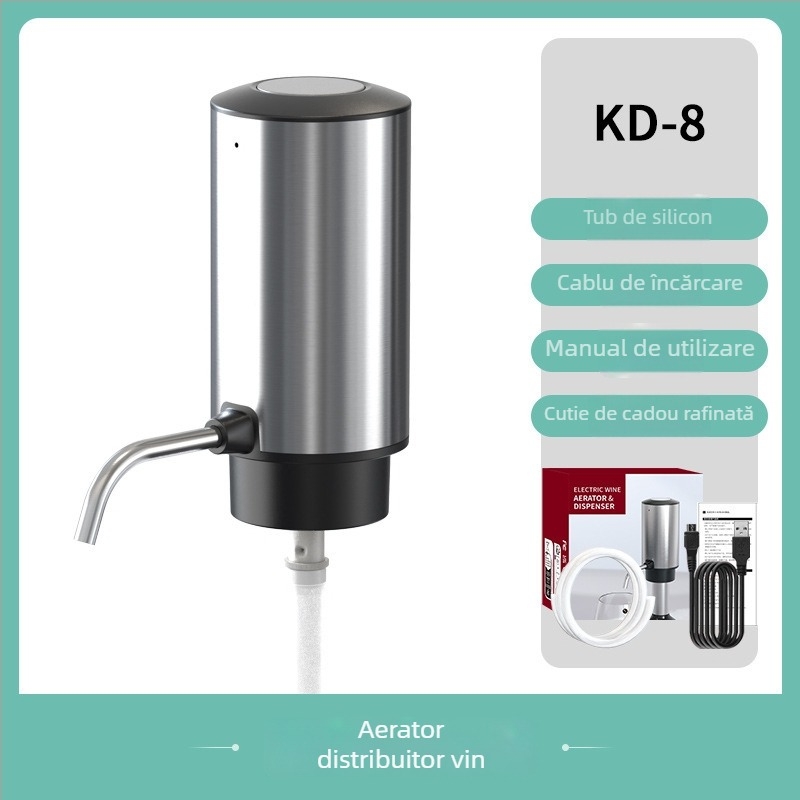Decantor electric pentru vin alb și roșu, dozator de șampanie cu un singur clic, turnător automat, reîncărcabil