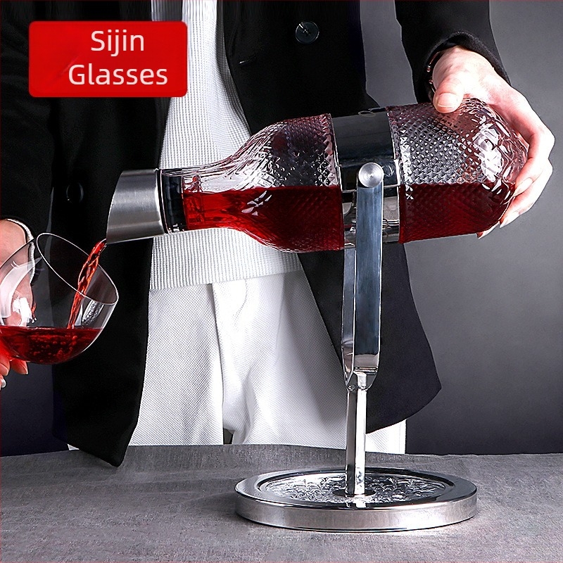 Decantor pentru vin roșu, design european în stil balans, aerare rapidă, sticlă cristal, 1 L