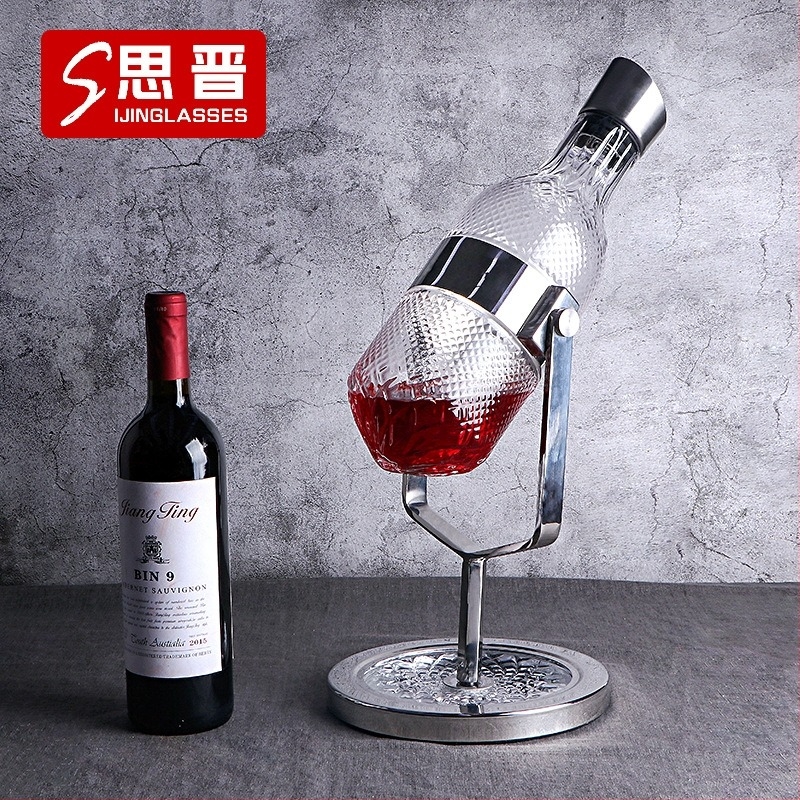 Decantor pentru vin roșu, design european în stil balans, aerare rapidă, sticlă cristal, 1 L