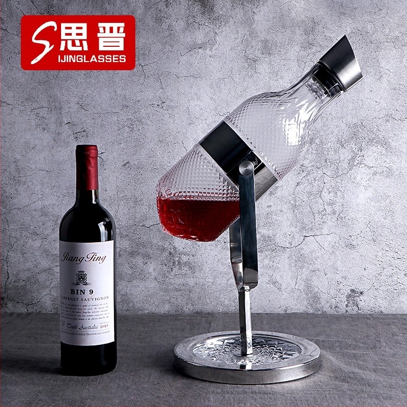 Decantor pentru vin roșu, design european în stil balans, aerare rapidă, sticlă cristal, 1 L