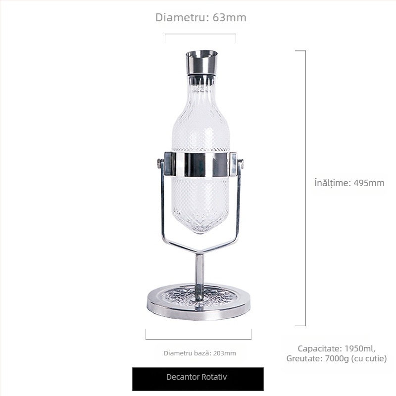 Decantor pentru vin roșu, design european în stil balans, aerare rapidă, sticlă cristal, 1 L