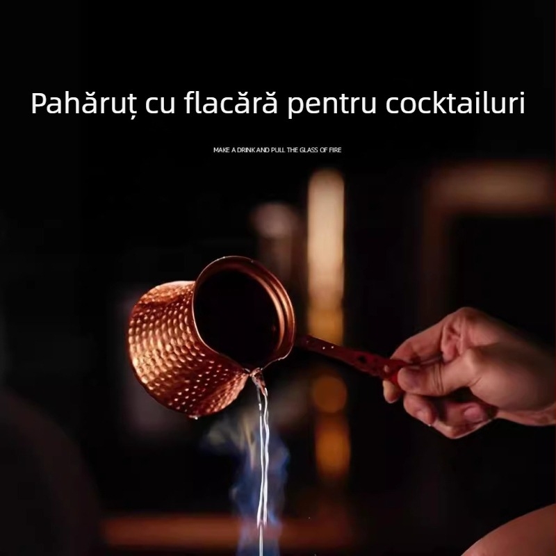 Vas metalic placat cu cupru pentru baruri și cocktailuri, stil vintage pentru turnare, ceașcă de cafea turcească