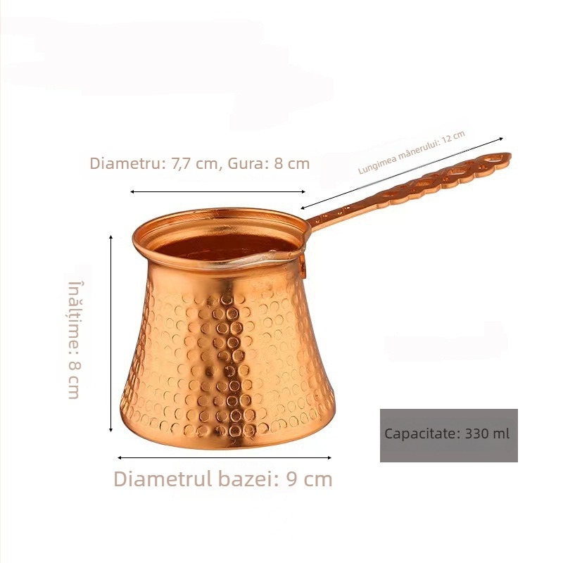 Vas metalic placat cu cupru pentru baruri și cocktailuri, stil vintage pentru turnare, ceașcă de cafea turcească