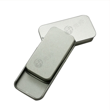 Cutie metalică mică, dreptunghiulară pentru balsam solid, cu capac glisant și imprimare color