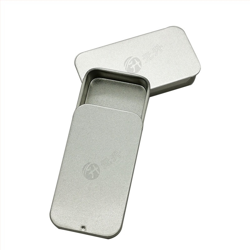 Cutie metalică mică, dreptunghiulară pentru balsam solid, cu capac glisant și imprimare color