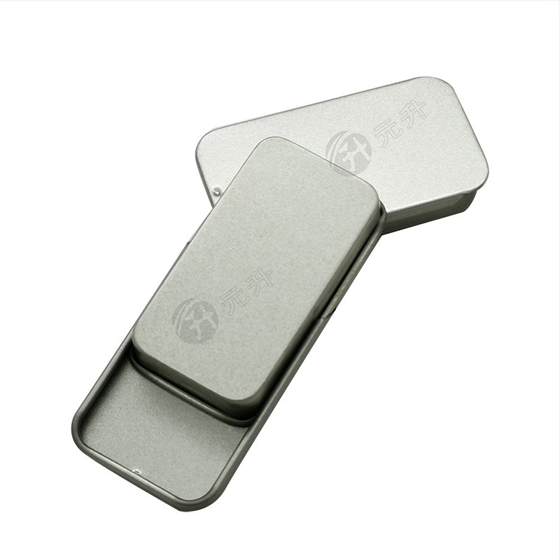 Cutie metalică mică, dreptunghiulară pentru balsam solid, cu capac glisant și imprimare color