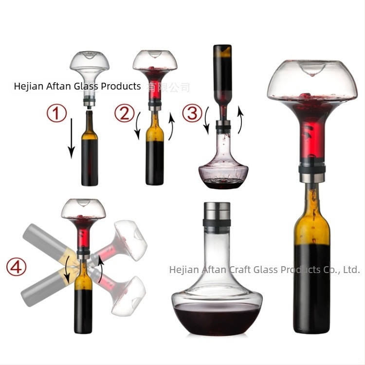 Decantator din sticlă suflată manual, 1000 ml, sticlă borosilicat, stil simplu