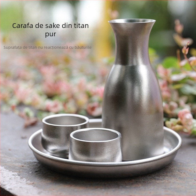 Set de vin din titan pentru uz casnic — carafă de vin portabilă cu pahare mici pentru camping în aer liber