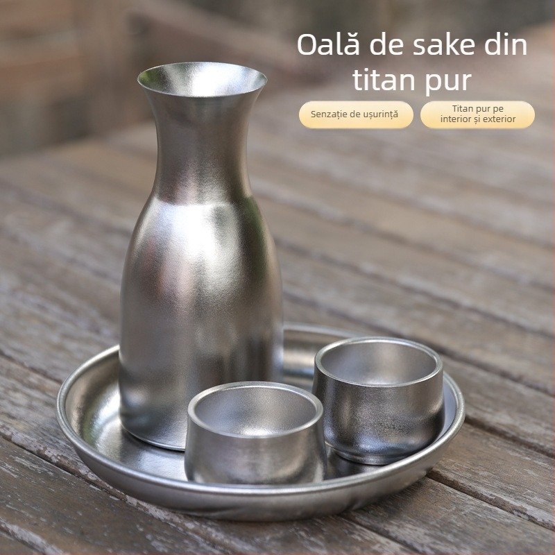 Set de vin din titan pentru uz casnic — carafă de vin portabilă cu pahare mici pentru camping în aer liber