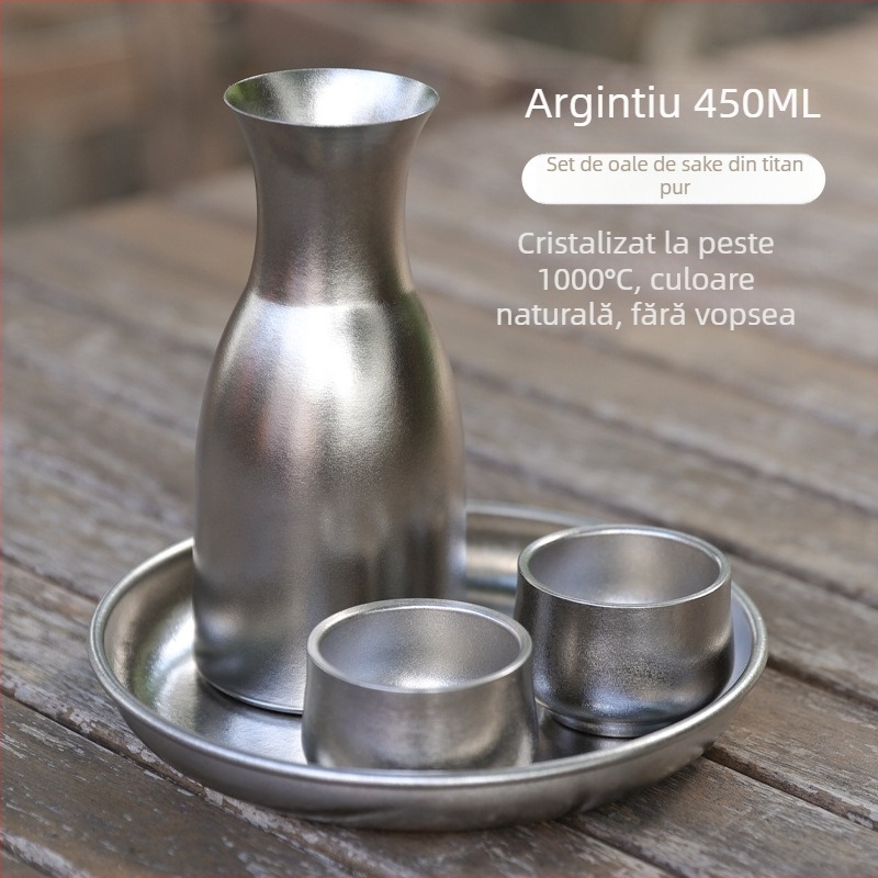 Set de vin din titan pentru uz casnic — carafă de vin portabilă cu pahare mici pentru camping în aer liber