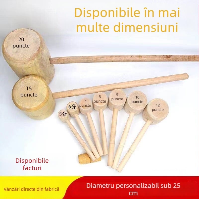 Ciocan de tâmplă din lemn, mic ciocan din lemn, ciocan din lemn masiv, realizat manual