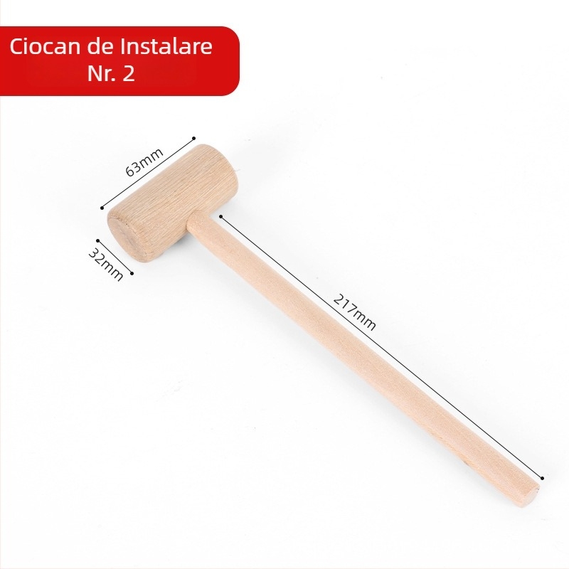 Ciocan de tâmplă din lemn, mic ciocan din lemn, ciocan din lemn masiv, realizat manual