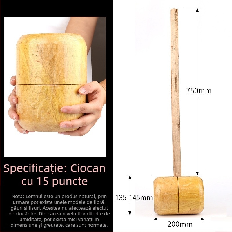 Ciocan de tâmplă din lemn, mic ciocan din lemn, ciocan din lemn masiv, realizat manual