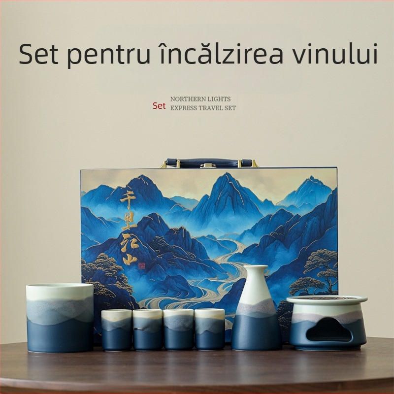 Forbidden City Cultural and Creative încălzitor ceramic pentru vin, set de vin în stil japonez — cadou pentru profesori, vârstnici și clienți, de ziua de naștere și pentru inaugurarea locuinței