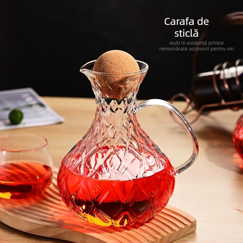 Decantor pentru vin roșu cu gură în formă de V, sticlă borosilat rezistentă la căldură și frig, pentru utilizare casnică