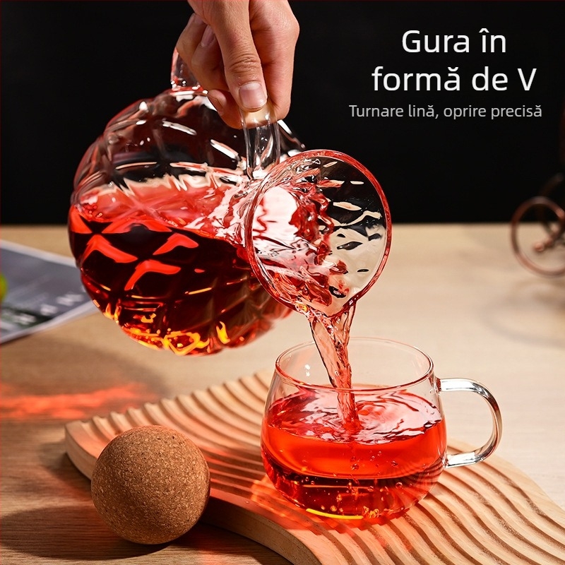 Decantor pentru vin roșu cu gură în formă de V, sticlă borosilat rezistentă la căldură și frig, pentru utilizare casnică