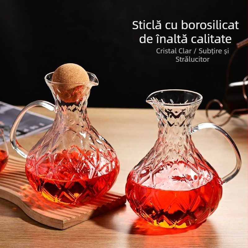 Decantor pentru vin roșu cu gură în formă de V, sticlă borosilat rezistentă la căldură și frig, pentru utilizare casnică