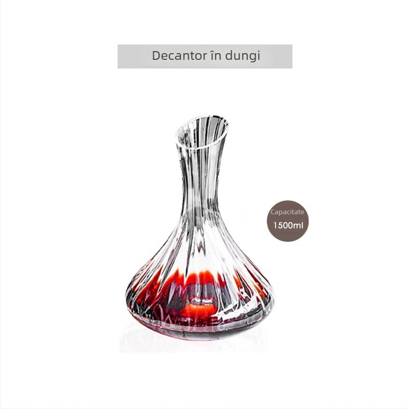 Valentine decantor de vin din cristal cu dungi, gură înclinată, pentru uz casnic și comercial