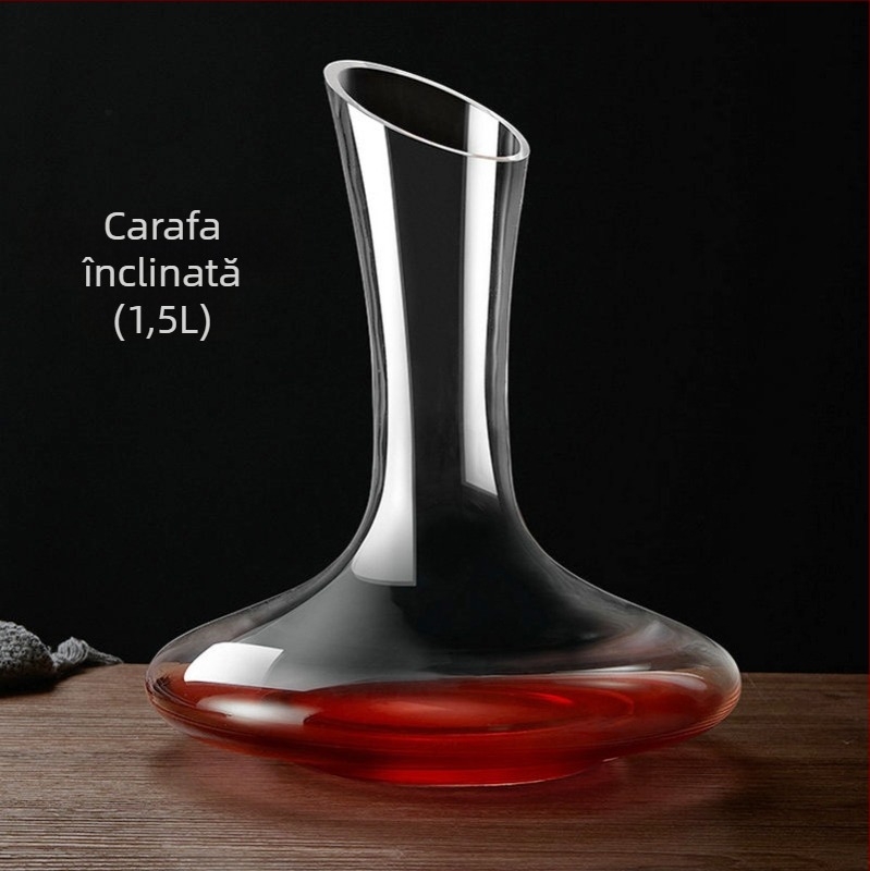 Decantator de vin roșu din cristal, gură înclinată, 1500 ml, realizat manual