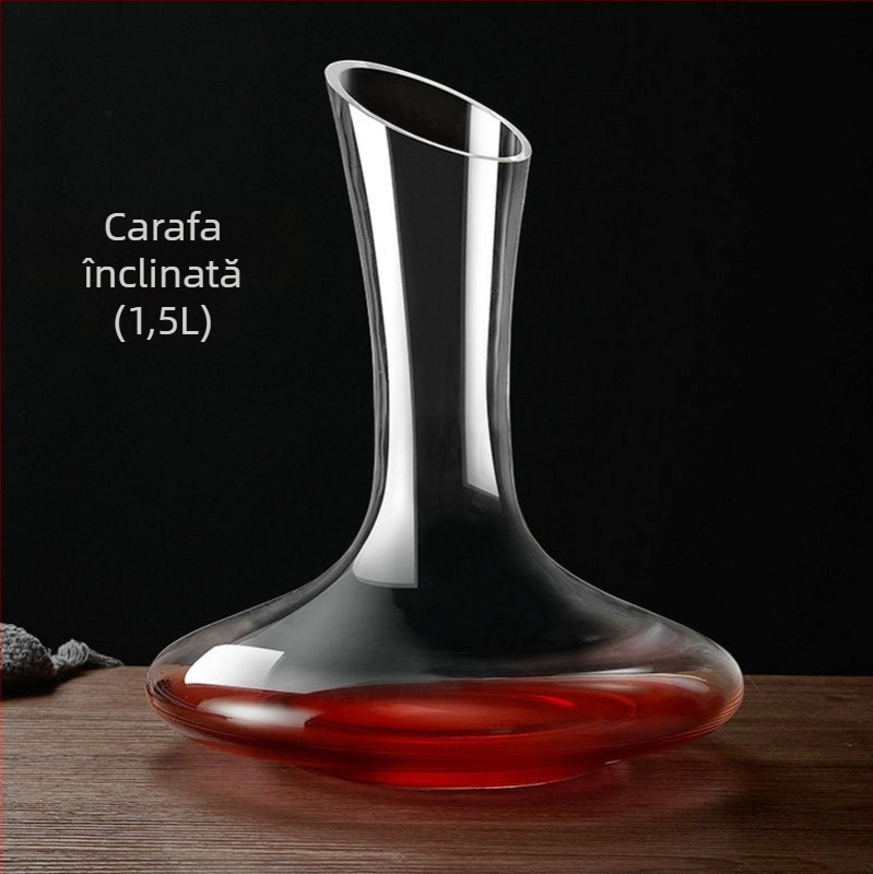 Decantator de vin roșu din cristal, gură înclinată, 1500 ml, realizat manual