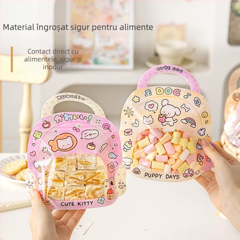Geantă Card Head pentru biscuiți cu fermoar, pungă de ambalare alimentară Snowflake pastry, pungă transparentă sigilabilă pentru bomboane