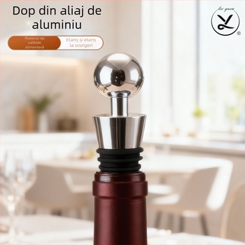 Stopper conic pentru vin, cu cap rotund, sigilare a vinului – dop din aliaj de aluminiu