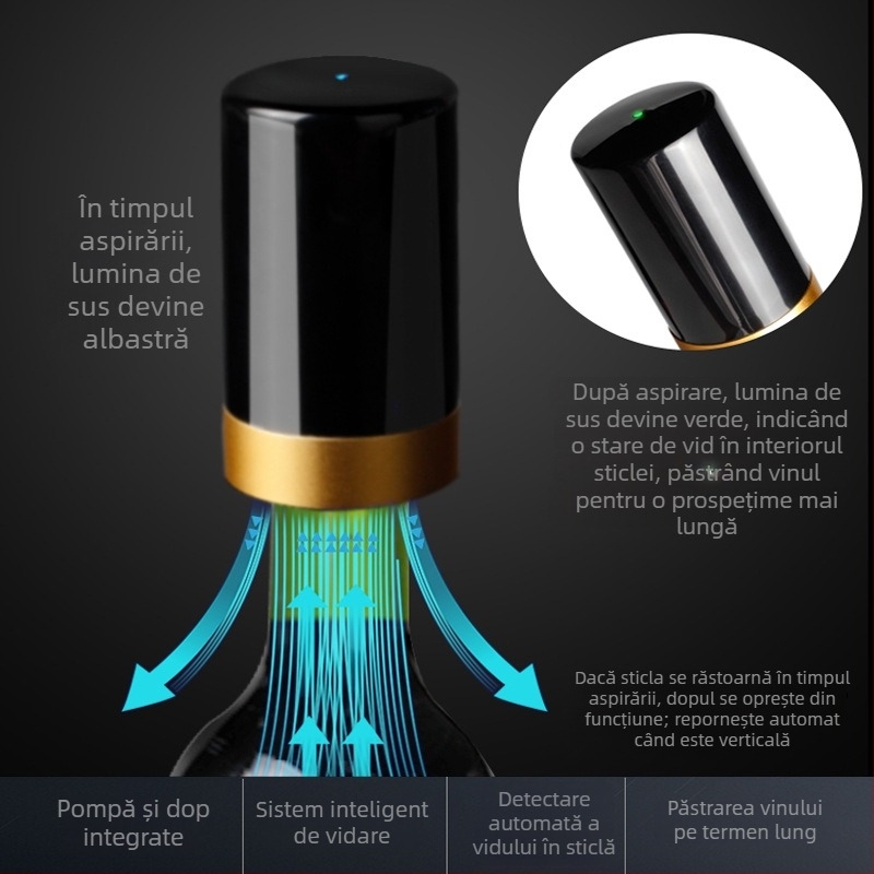 Stopper automat cu vid pentru vin roșu, dop electric pentru conservare a vinului, din acrilic