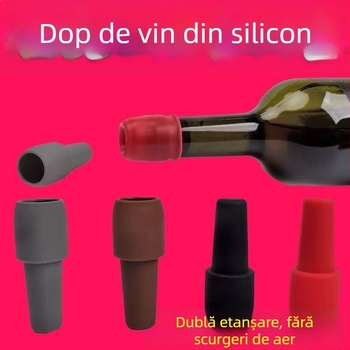 Dop universal din silicon pentru sticle de vin, cu etanșare dublă