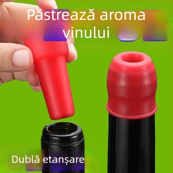 Dop universal din silicon pentru sticle de vin, cu etanșare dublă