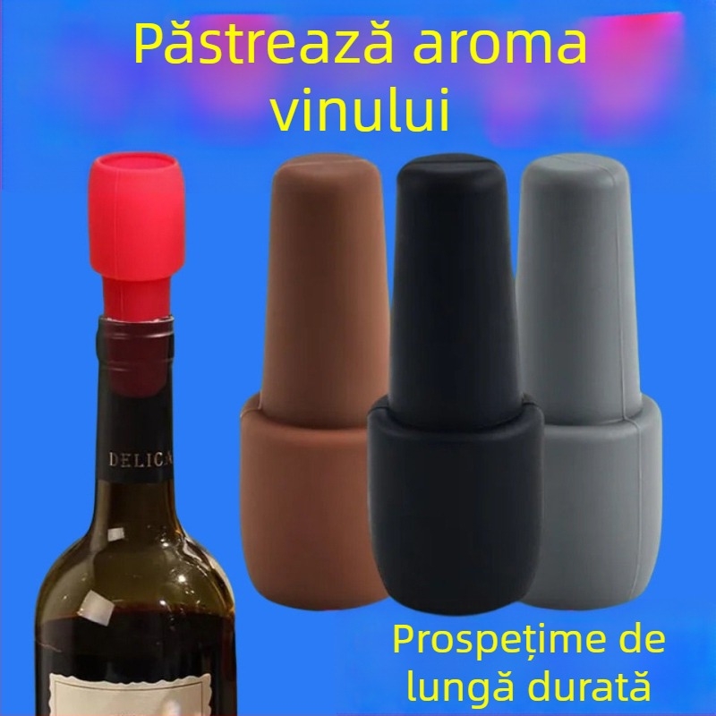 Dop universal din silicon pentru sticle de vin, cu etanșare dublă