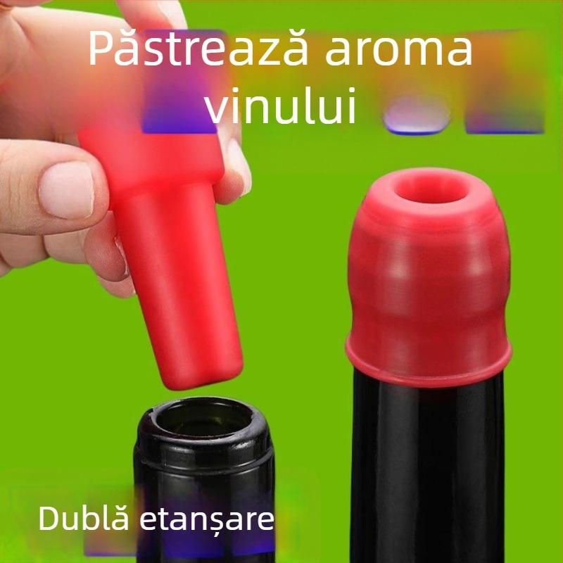 Dop universal din silicon pentru sticle de vin, cu etanșare dublă