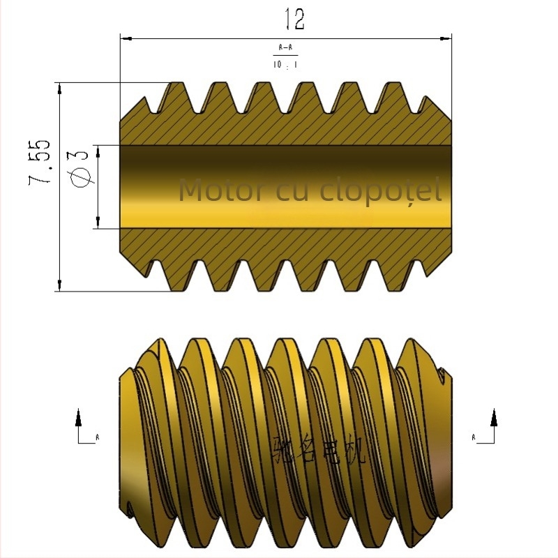 Motor melcat cu reductor 5840-31ZY, modul 0.5M, motor 555