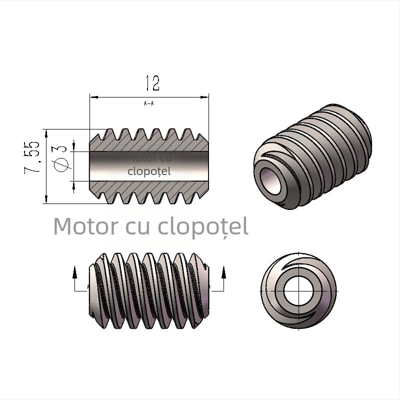 Motor melcat cu reductor 5840-31ZY, modul 0.5M, motor 555