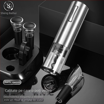 Deschizător electric de vin 6 în 1 cu bază, reîncărcabil, complet automat, set cadou