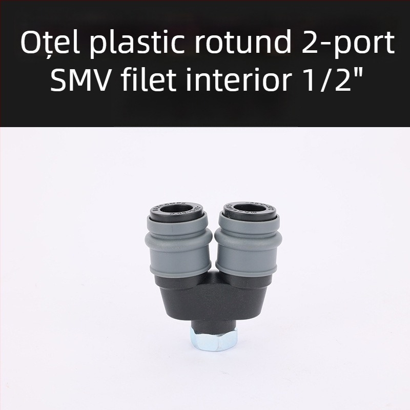 Conectări pneumatice din plastic- oțel cu încuietoare automată, Tee circular și conectori circulare cu două căi pentru pistoale cu aer, furtunuri, pompe și compresoare