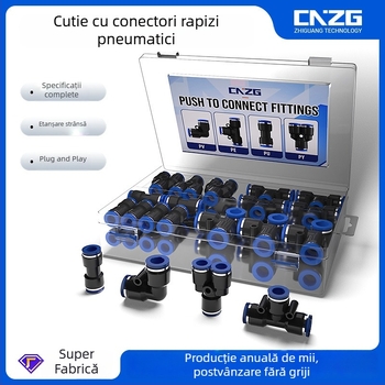 Set de 40 conectori pneumatici din plastic, 6 mm, cuplaj rapid în cutie, 1/4 inch, 60 conectori drepți