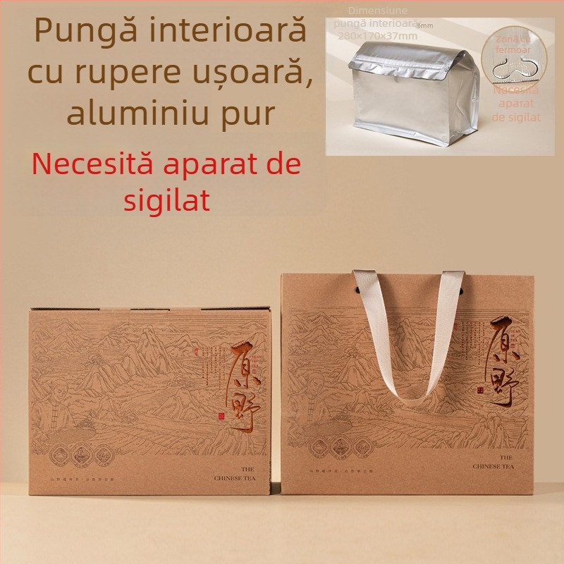 Cutie cadou cu ceai de frunze Shoumei, Gongmei, White Peony, Pu'er Raw Tea și White Tea – ambalaj 500 g