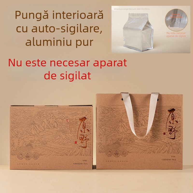 Cutie cadou cu ceai de frunze Shoumei, Gongmei, White Peony, Pu'er Raw Tea și White Tea – ambalaj 500 g