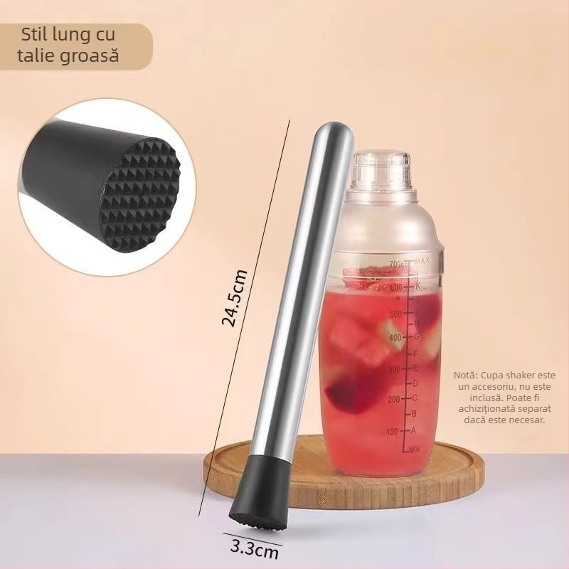 Zdrobitor din oțel inoxidabil 201 pentru zdrobirea gheții, a fructelor și extragerea sucurilor, compatibil cu shaker