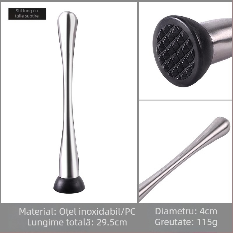 Zdrobitor din oțel inoxidabil 201 pentru zdrobirea gheții, a fructelor și extragerea sucurilor, compatibil cu shaker